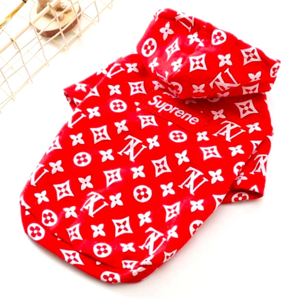 Pawmain “Pupreme” Supreme x Louis Vuitton Collab - Inspired Hoodie for Dogs - Picture 5 of 11